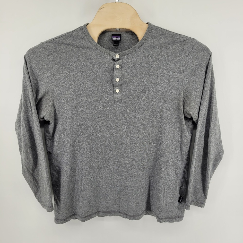 Patagonia‎ Henley Shirt Mens Large Gray Long Sleeve Organic Cotton STY52260 FA16